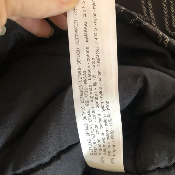 Zara Man Black Color Block Cobalt Blue Aztec Print Puffer Jacket Coat Size Large - Picture 8 of 9